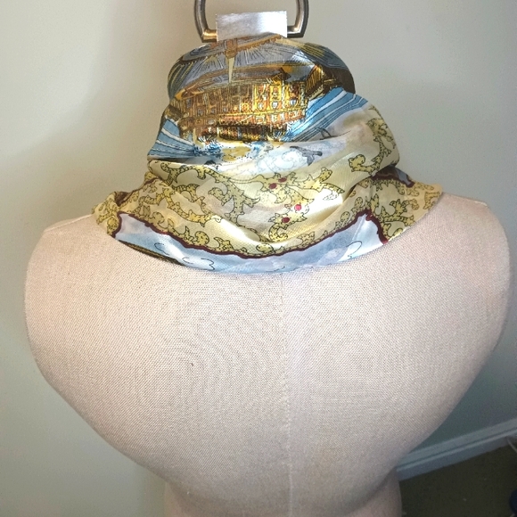 Elegant "Italian historical landmarks" Vivid Multicolor Scarf - Picture 2 of 6